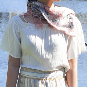 Crochet peasant blowse shirt top